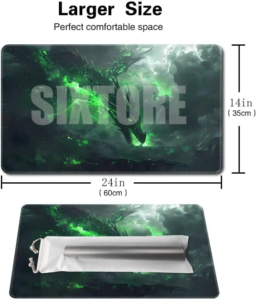 Board Game MTG Playmat Game Pad Size 60X35 CM Play Mats  Compatible for TCG CCG - Green Dragon
