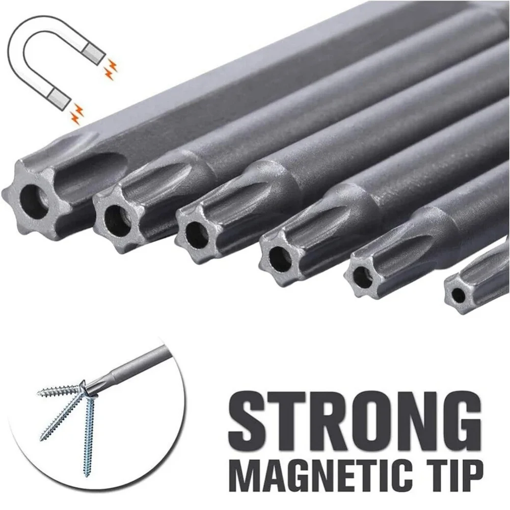 11/12-teiliges Torx-Schraubendreher-Bit-Set mit Loch 50/100mm, verlängertes Schraubendreher-Set, manipulationssicheres magnetisches Bohrer-Bit-Set, Schraubendreher-Werkzeug – Detail 2