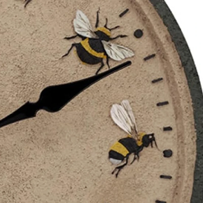 12 Inch Round Garden Clock IP44 Waterproof Wall Hanging Clock Decorative Bee Outdoor Clock