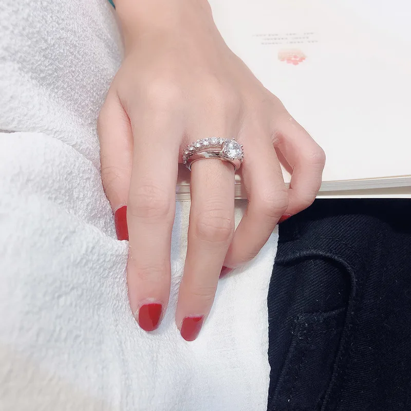Handmade Brand Promise Ring Set Real S925 Sterling Silver zircon Engagement Wedding Band Rings for Women finger jewelry 5