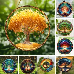 Tree of Life Symbol Suncatcher Acrylic Window Art Catcher for Prom Decor, Decorative Hanging Glass Window for Room, Garden Porch