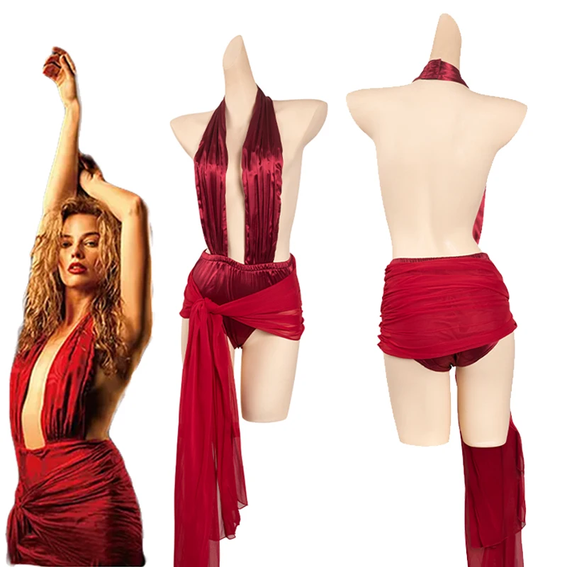 

Movie Babylon Nellie Laroy Cosplay Costume Roleplay Sexy Women Role Play Fantasia Female Red Dress Halloween Party Suit For Girl