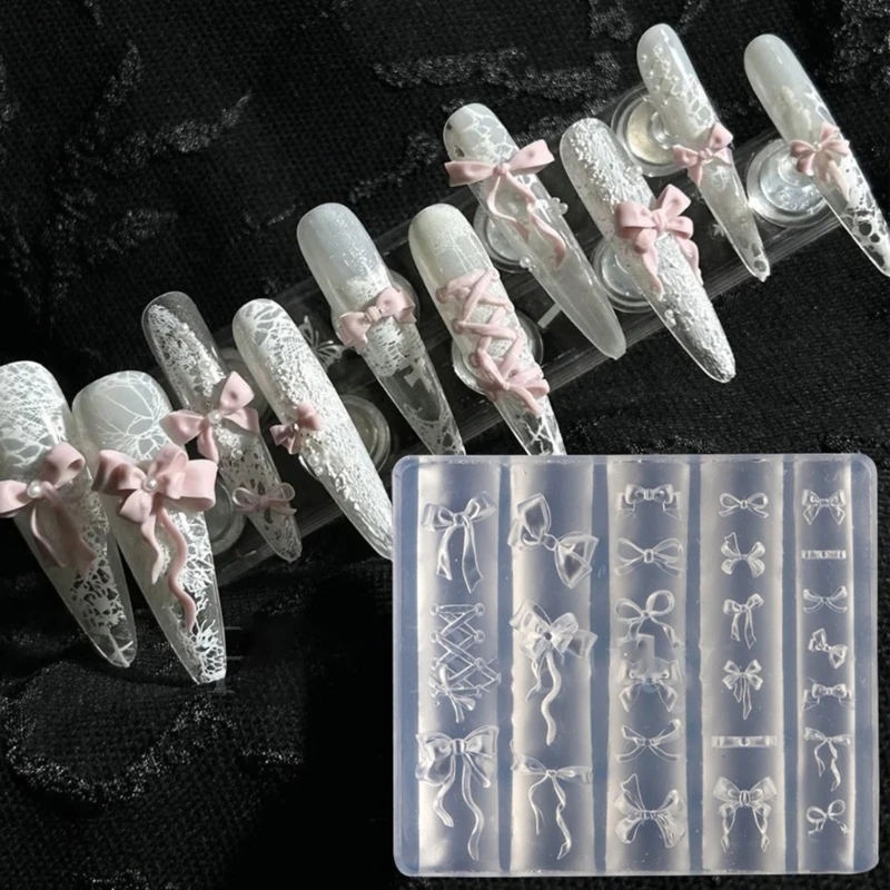 Wings Bowknot Flowers Silicone Mould For Beauty Nail Art DIY Handmade Tool Small Beads Polymer Clay Mold
