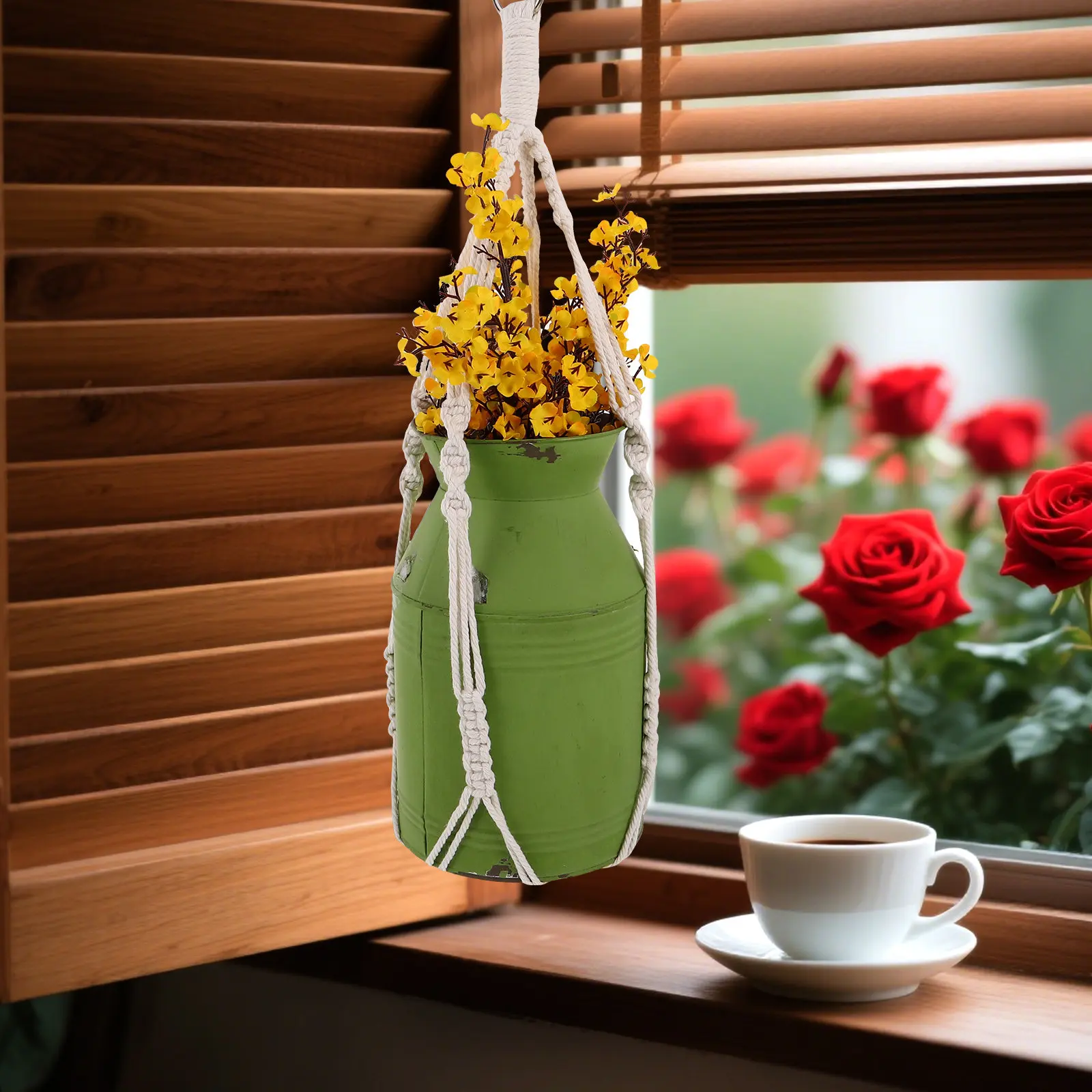3Pcs Woven Hanging Plant Baskets Boho Macrame Cotton Rope Planter Holder Braided Rope Wall Hanging Basket for Small Spaces Air