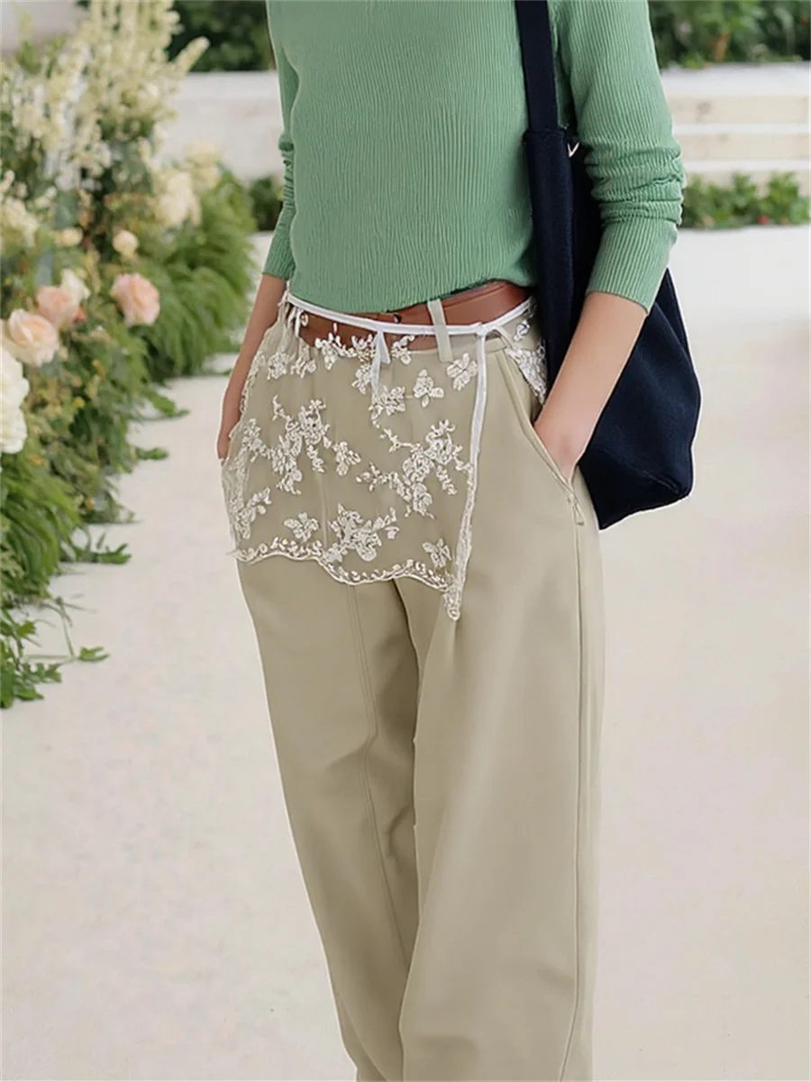 

Outwear Mini Lace Skirts Y2K Women Clothes Winter Cashmere Straight-Cut Work Elegant Adult Silky Quality Warmth Simple All-Match