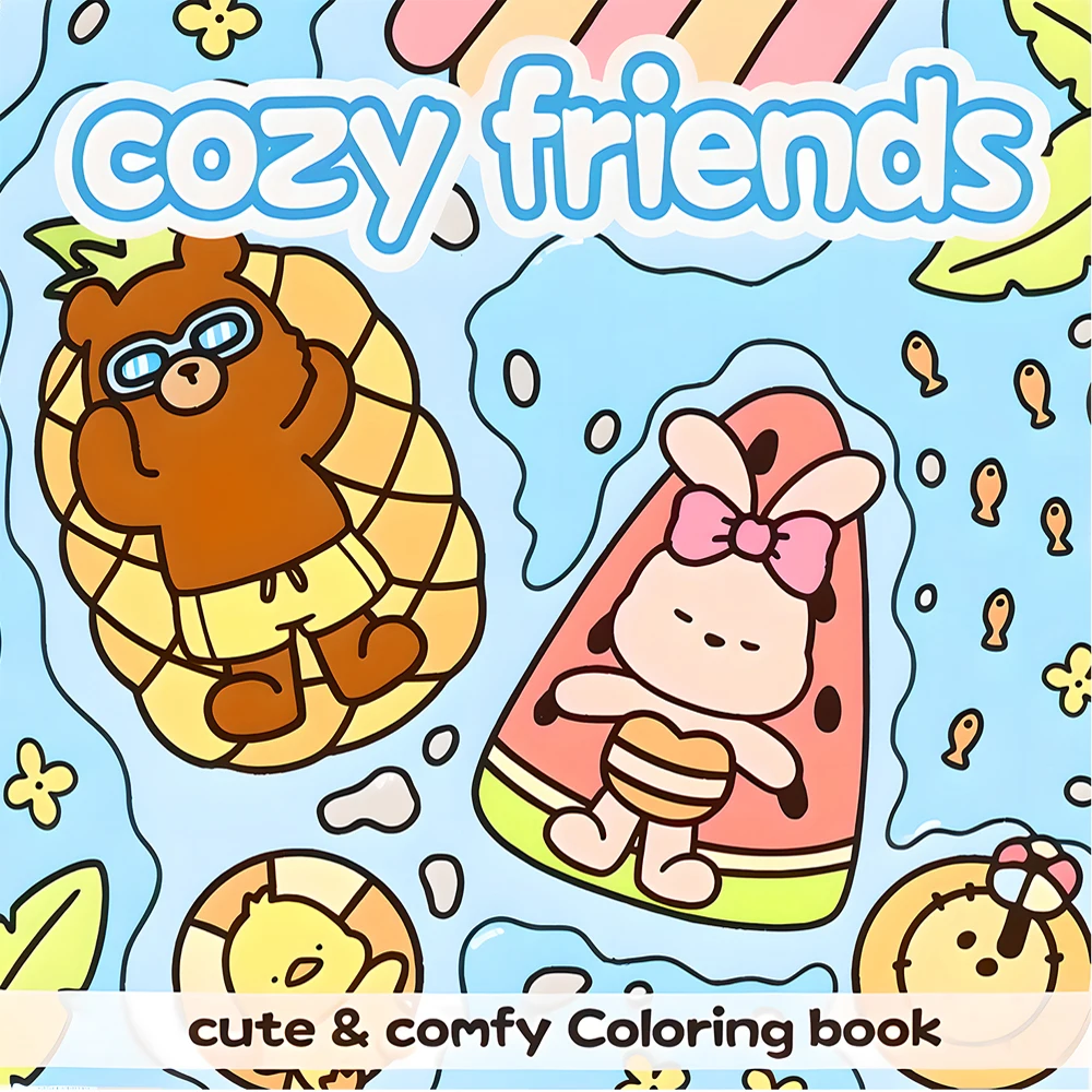 Libro para colorear de amigos acogedores para adultos y adolescentes, adorables criaturas espeluznantes en momentos acogedores, idea de regalo relajante
