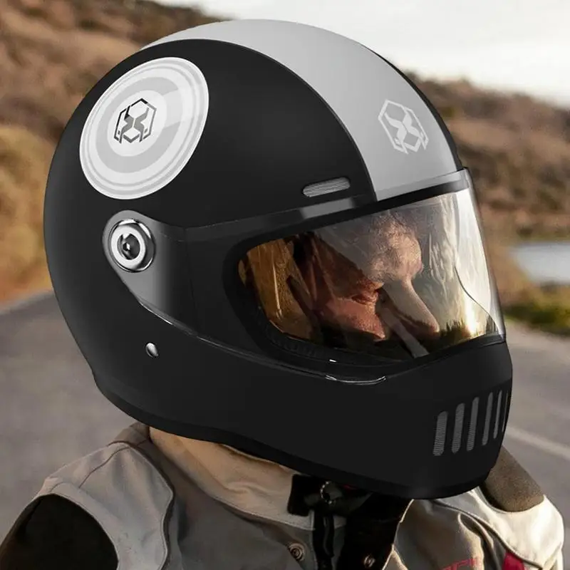 Motorcycle Vintage Helmets Full Face Racing Winter Warm Double Visor With Anti Fog Process Sports Motorbike Helmet Accessories