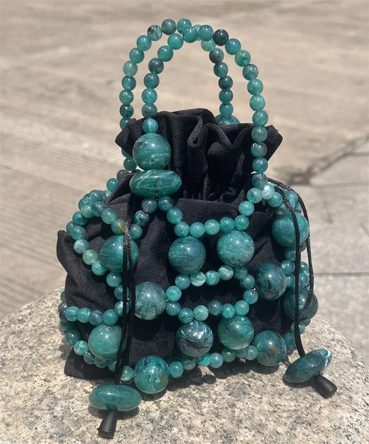 

Handmade Beaded Bag For Women Luxury Hollow-out Woven Bead Party Mini Handbag