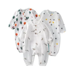 Baby Boys Girls Jumpsuit Clothes Newborn Muslin Cotton Kids Long Sleeve Stars Romper 0-3T