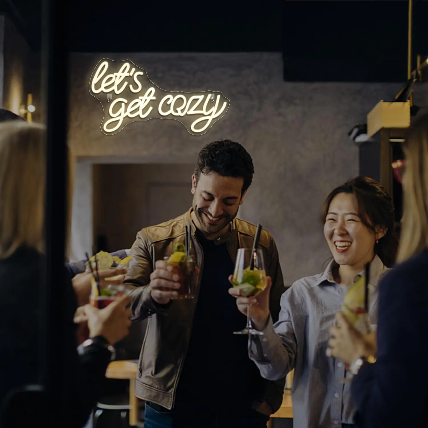 دعونا نحصل على علامة النيون المريحة USB ضوء النيون لتزيين الحائط علامة تضيء لغرفة المعيشة وغرفة النوم والشراب بار رجل الكهف حفلة عيد ميلاد #5