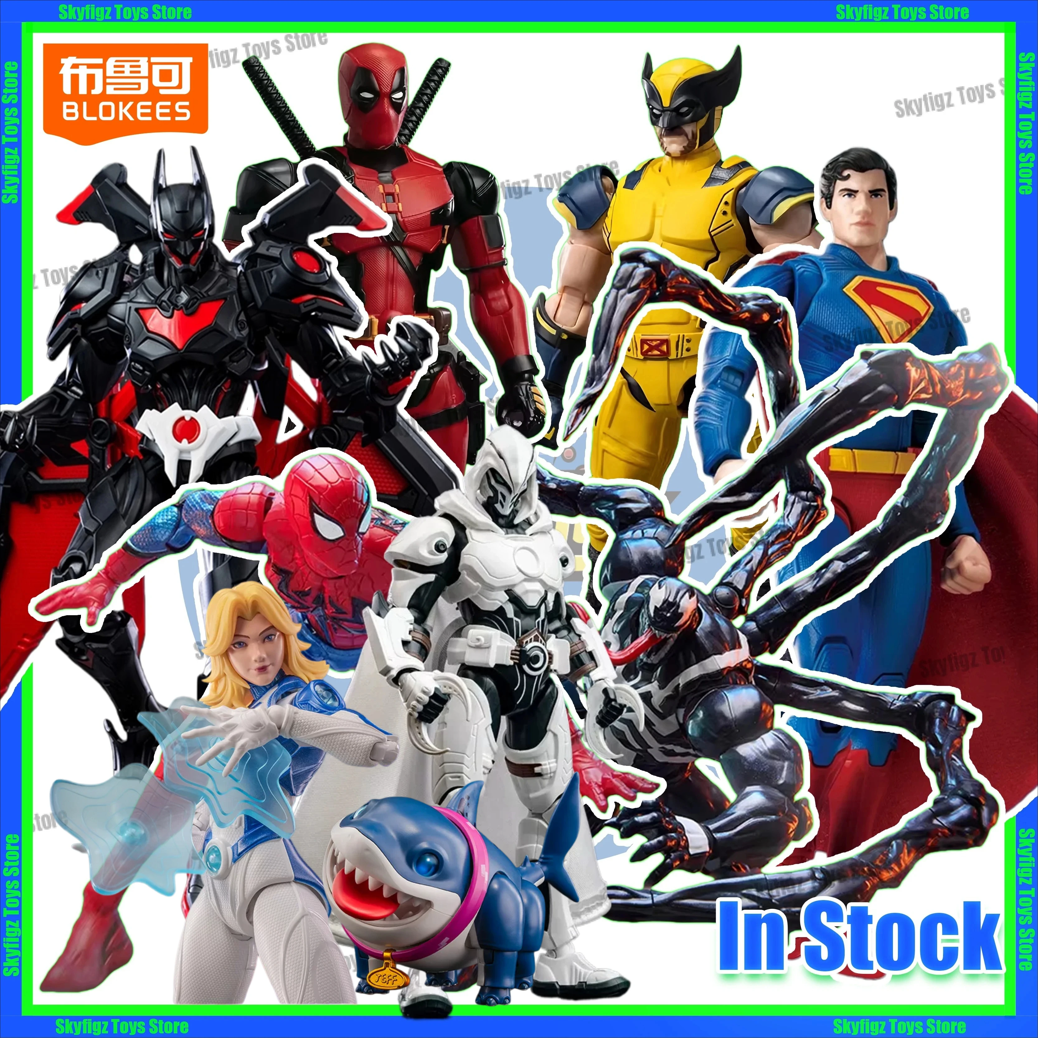 En Stock Blokees Marvel Deadpool Wolverine Superman Batman Spider-Man Venom figura de acción modelo mano figura colección regalo