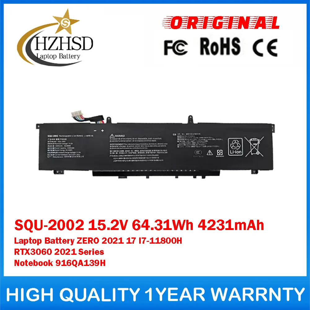 SQU-2002 15.2V 64.31Wh 4231mAh Genuine Original Laptop Battery For Thunderobot ZERO 2021 17 I7-11800H RTX3060 2021 916QA139H