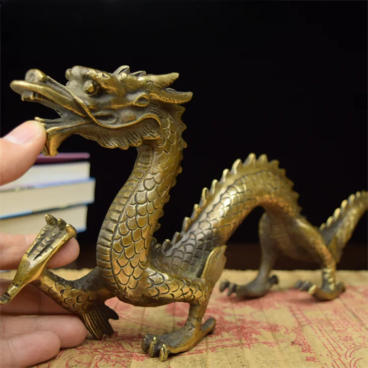 longer 32CM copper dragon light brass trumpet large dragon Zodiac Lucky Dragon Qinglong Hanlong copper