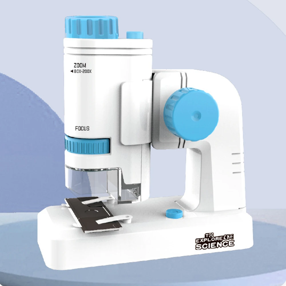 Brinquedo portátil do experimento científico do microscópio das crianças da ampliação 200x