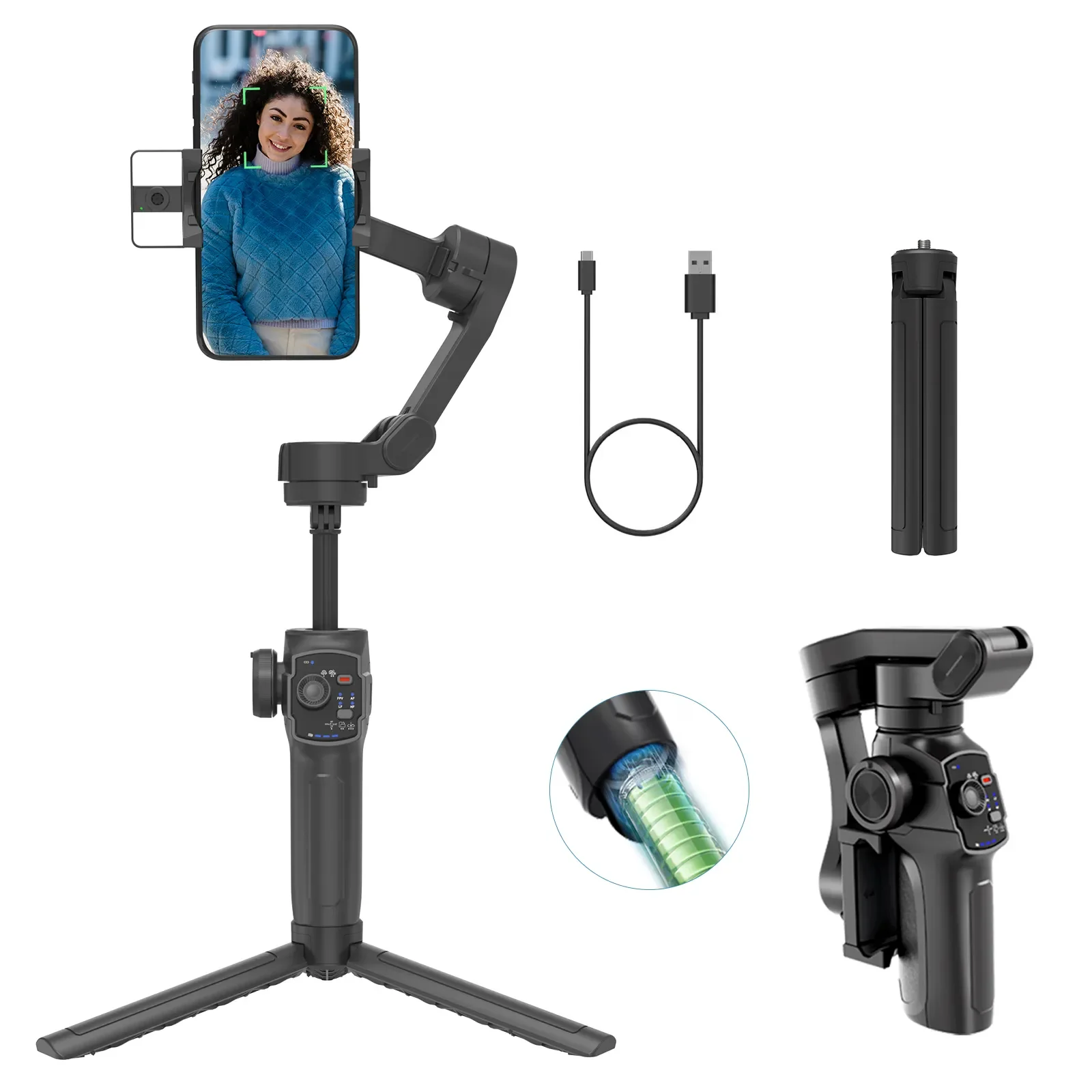 

L9 Built-In Extension Rod Gimbal Stabilizer for Smartphones Gimbal Object Tracking Vlogging Stabilizer Portable and Foldable