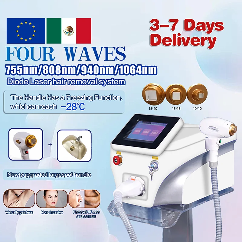 Professional Diode Laser Hair Removal Machine 4wavelength Laser 755 808 940 1064 Platinum Salon Spa Equipment Titanium 1200w New