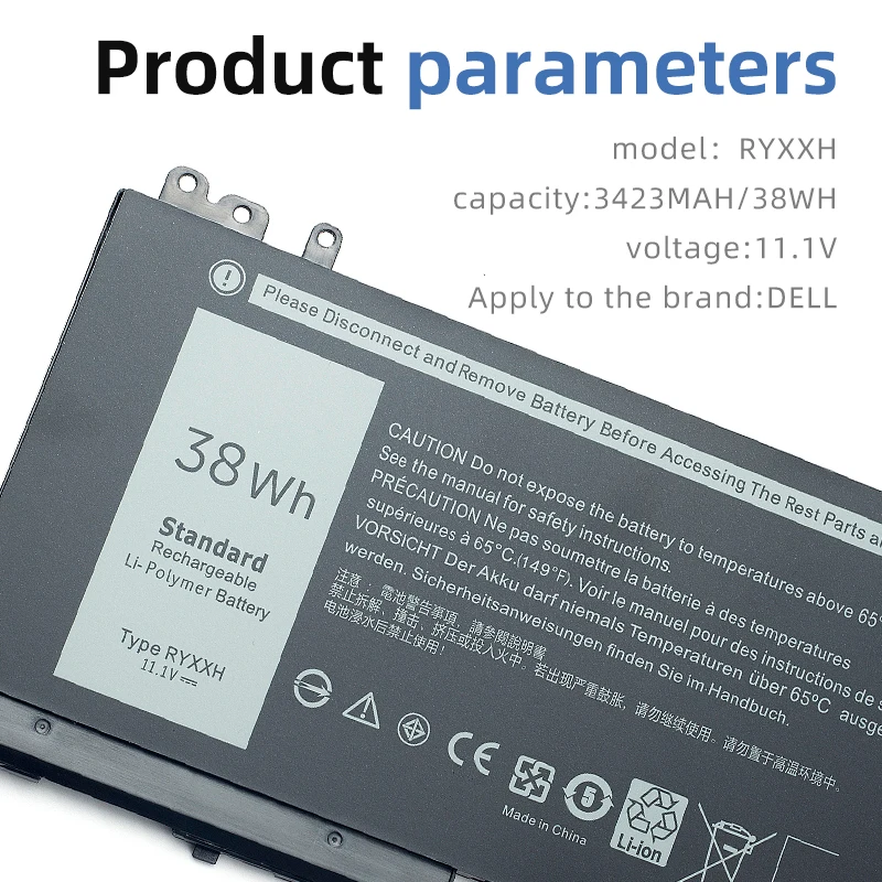Imagem -05 - Suozhan-ryxxh Bateria do Portátil para Dell Latitude Notebook Dell Latitude 12 5000 11 3150 3160 3550 E5250 E5450 E5550 Série 9p4d2 11.1v 38wh
