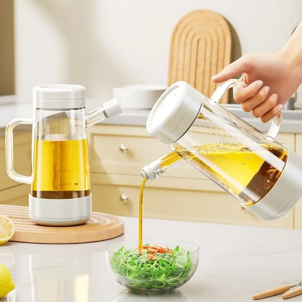 

700 ML Glass Oil Bottle Leak-proof Heat-resistant Olive Oil Dispenser Large Capacity with Handle Gravity Oil Bottle Kitchen