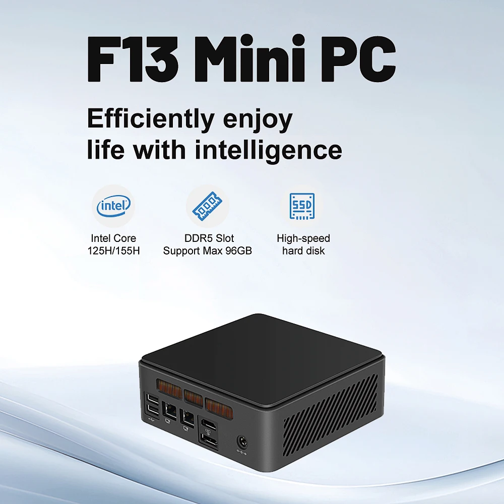 

Eglobal Mini Gaming PC Intel Core Ultra 5/7/9 Windows11 Pro Desktop Computer DDR5 MAX 96G M.2 NVMe 2*RJ45 Lan WIFI Office FAN PC