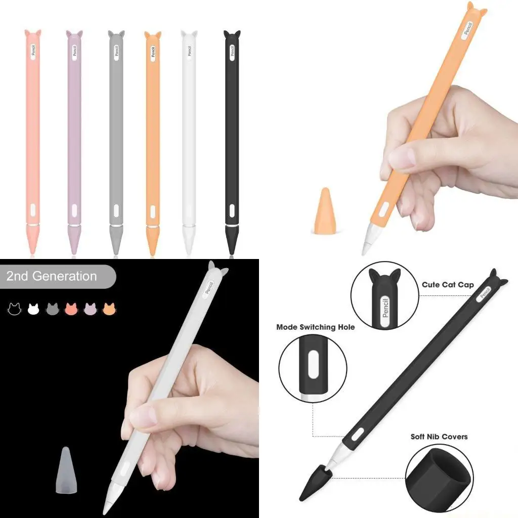 

iPencil для чехла с милыми кошачьими ушками, силиконовый мягкий защитный чехол с наконечником