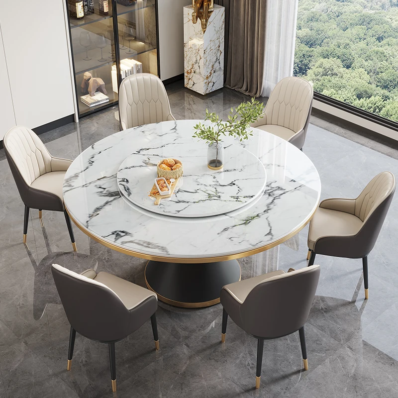 

Luxury Marble Round Dining Table Console Kitchen Center Marble Dining Table Mobile Living Room Mesa Comedor Home Furnitures