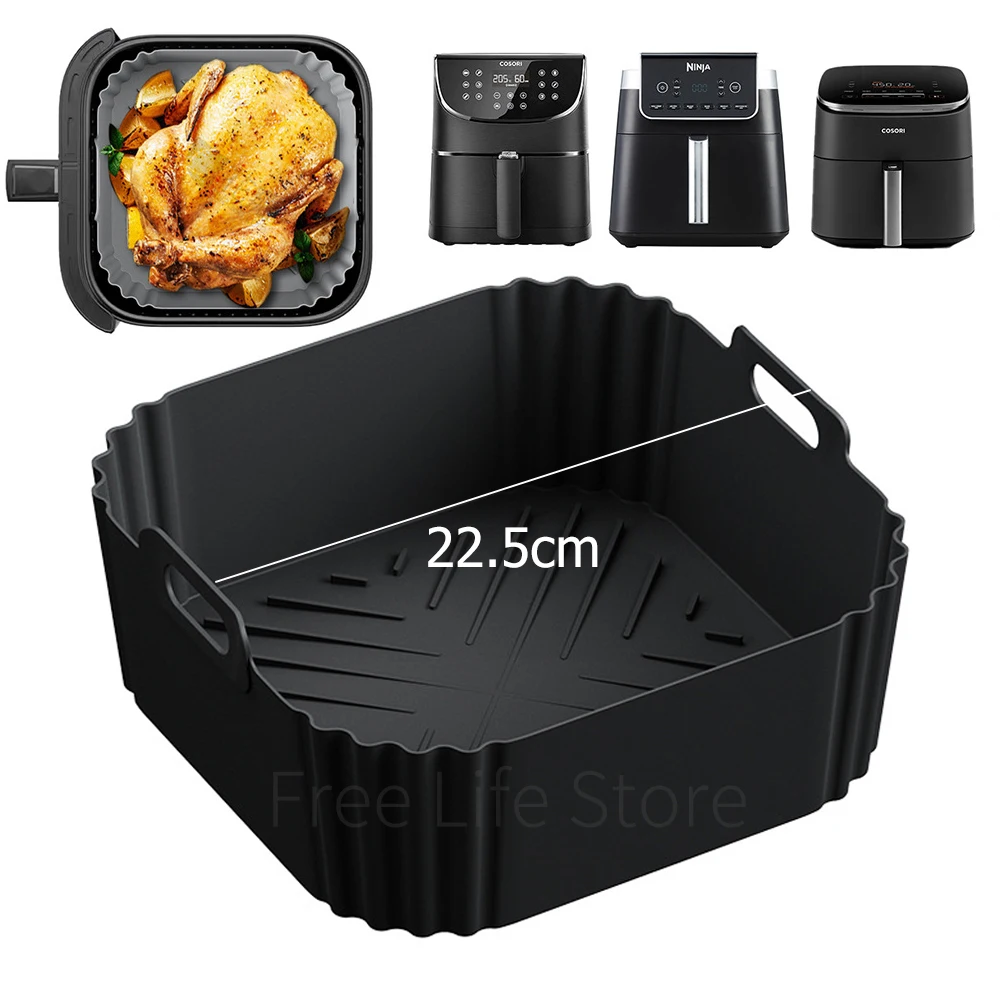 Square Silicone Air Fryer Liners for Ninja AF141 AF140 AF181 AF180 Reusable Baking Basket for 5-8QT Air Fryer Accessories