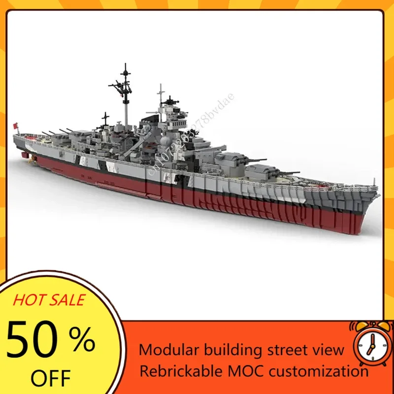7164PCS MOC Bismarck SuperBattleship Naval Ship Modular Military Custom Puzzles DIY Assemble Technology Children birthday Gift