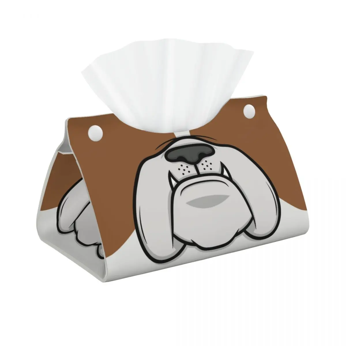 Custom British English Bulldog Dog Tissue Box Cover PU Leather Rectangular Frenchies Facial Tissues Holder for Home