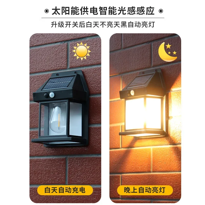 Solar Tungsten Wire Bulb Warm Light IP65 Waterproofing Durable Wall Lights Garden Lights Outdoor Led Garden Landscape Decorative