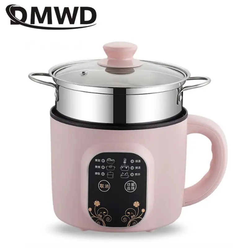 DMWD 1.5L Mini elektryczny Multicooker urządzenie do robienia śniadania makaron kuchenka do gotowania makaronu gorący kociołek owsianka zupa garnek