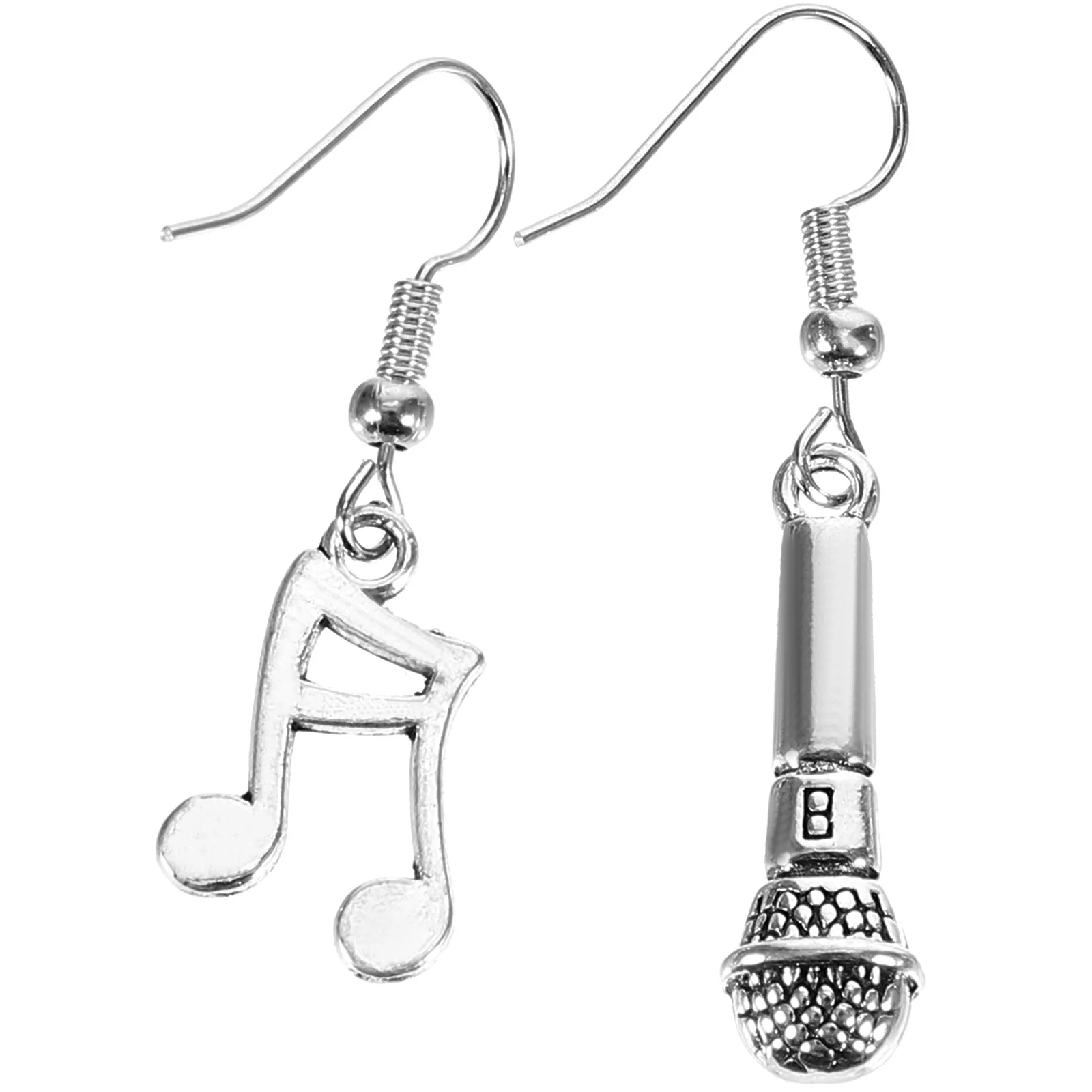 

Mic Gift for Music Lovers Microphone Note Earrings Pendant Decorative Asymmetrical Miss