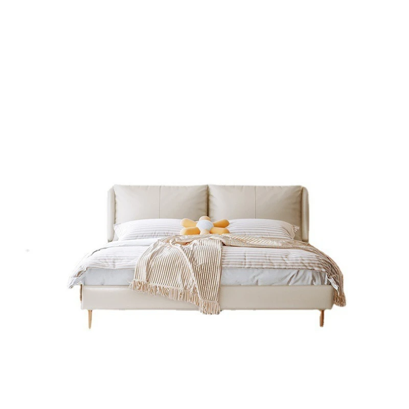 

Internet celebrity Nordic simple modern double master bedroom 1.8 meters white wedding bed leather bed