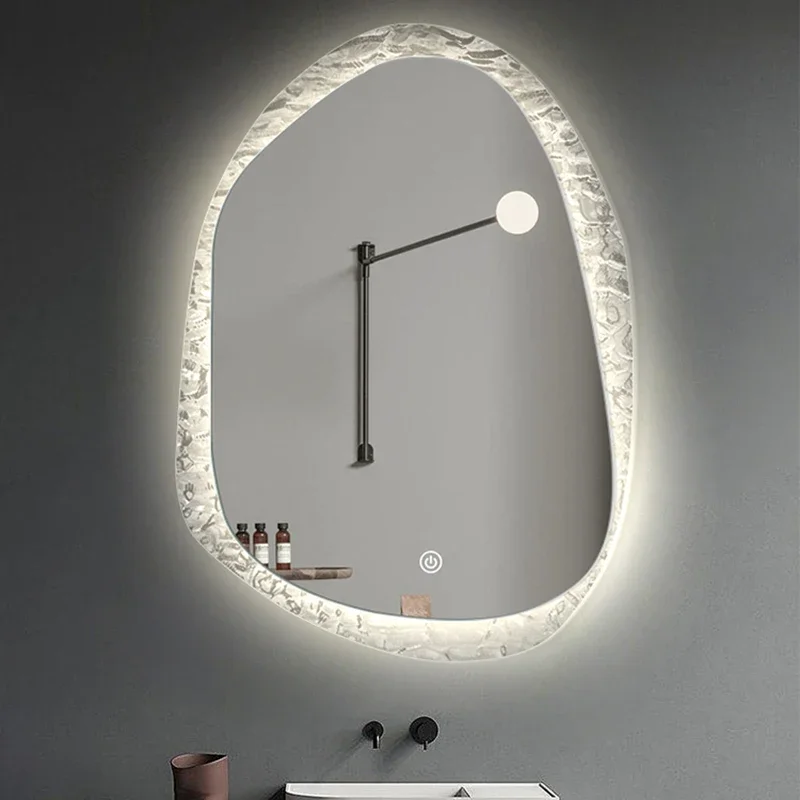 المدمجة مرآة حمام متموجة غرفة المعيشة إنفينيتي الحديثة الغرور مرآة جمالية غير النظامية مستحضرات التجميل Espelhos ديكورات المنزل #5