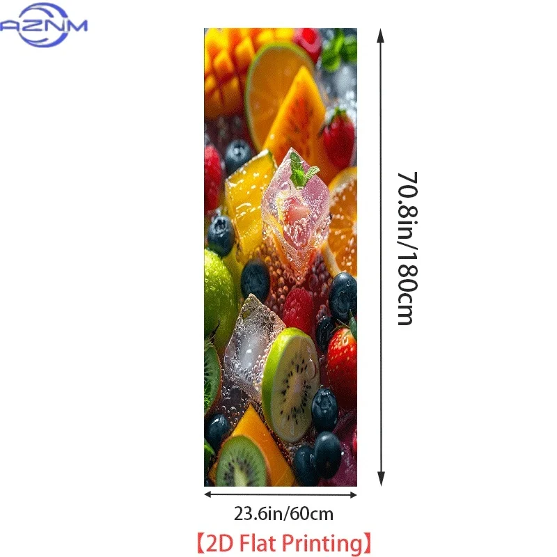Printing Refrigerator Sticker Chilled Colorful Fruit Platter Theme Scene Wall Decal Self-Adhesive Wallpaper Suitable view 3