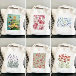 Borsa per la spesa con motivo floreale fresco borse a tracolla per donna con grafica borsa a mano femminile di grande capacità borse in tela per studenti e ragazze