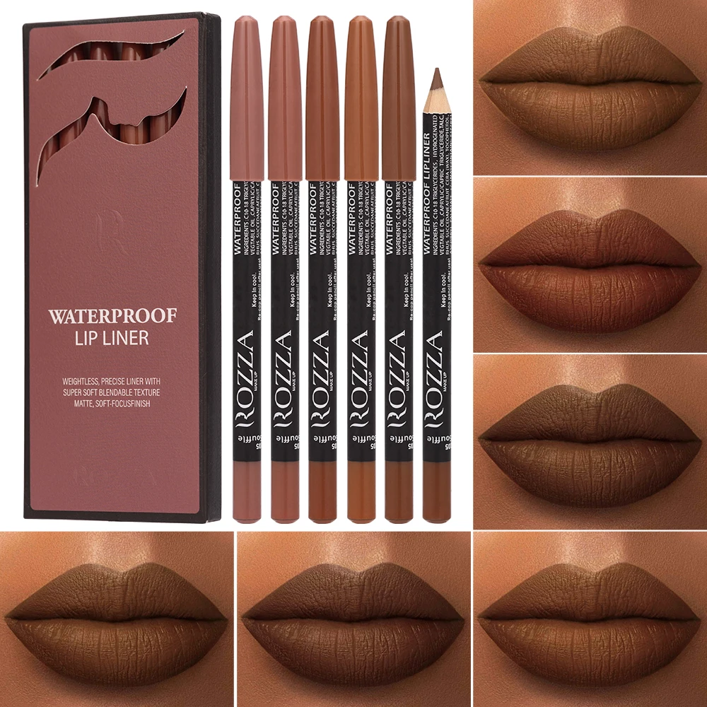 6 ชิ้น Lip Liner ตั้งสีนู้ดกันน้ํา Long-Lasting Matte FINISH, ติดง่าย & Smudge-Proof เหมาะสําหรับทุกสภาพผิว