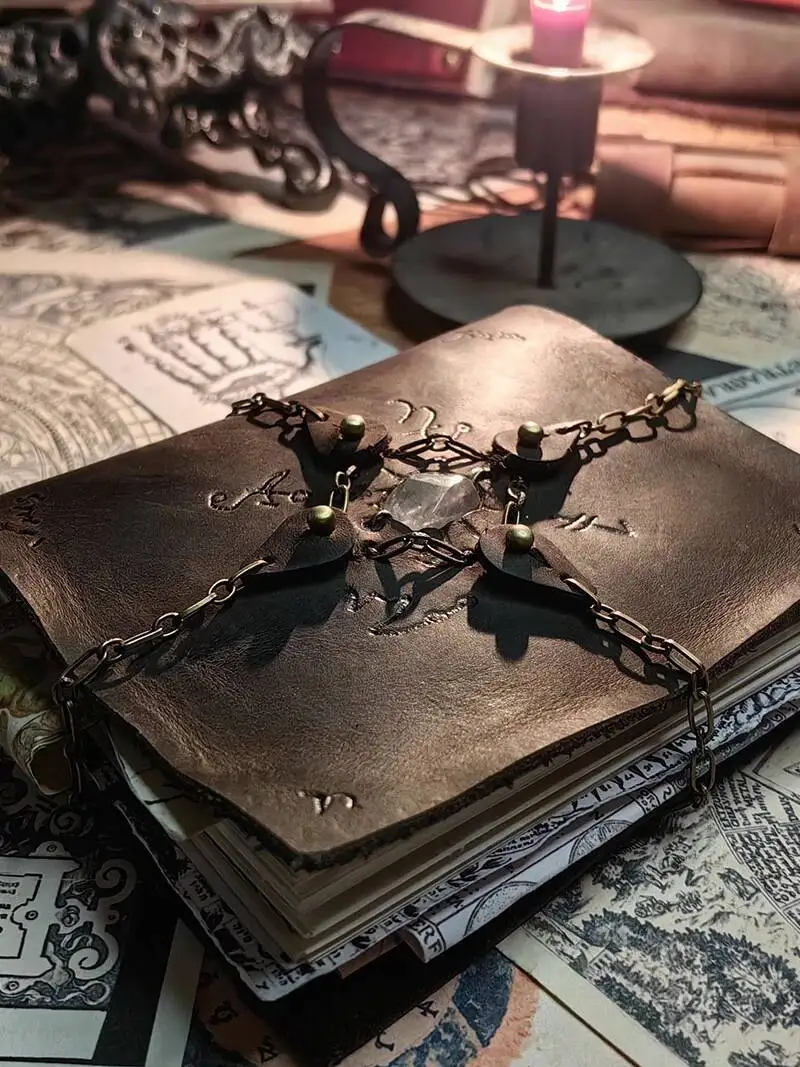 BLAMAG Book Of Locks Theme Magic Book Handmade Leather Cover  Creative Diary Journal Notebook Handaccount