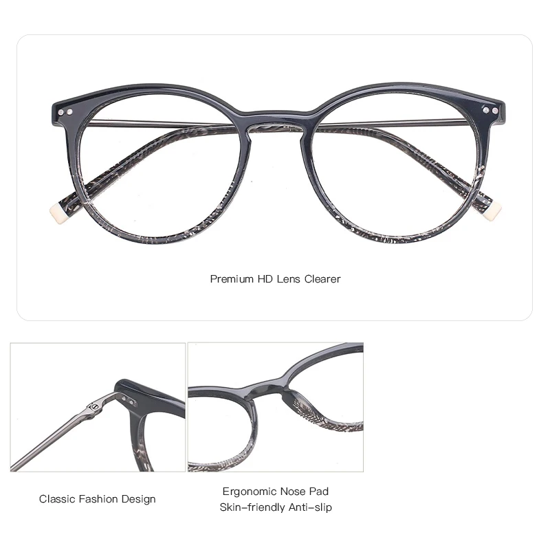 BLUEMOKY Acetate Round Prescription Glasses for Women Trend Anti Blue Light Photochromic Optical Eyeglasses Myopia Eyewear