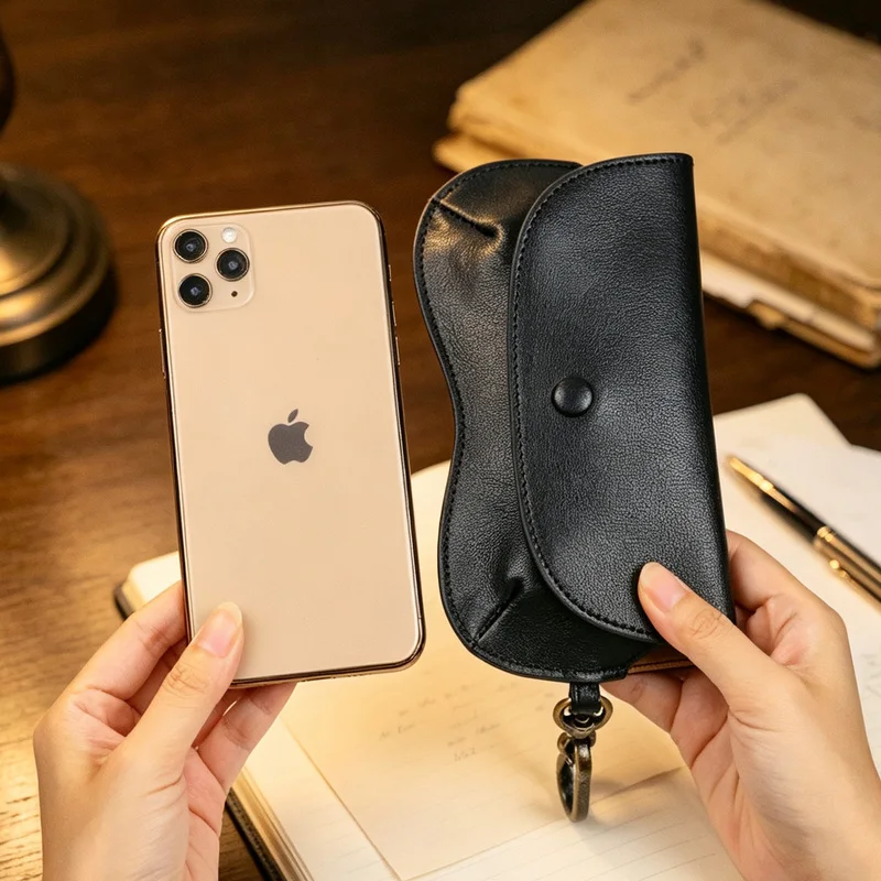 Handmade 1PC Retro Genuine Leather Glasses Cover Case Storage Bag Sunglasses Protective Box Eyeglasses Holder Men Women