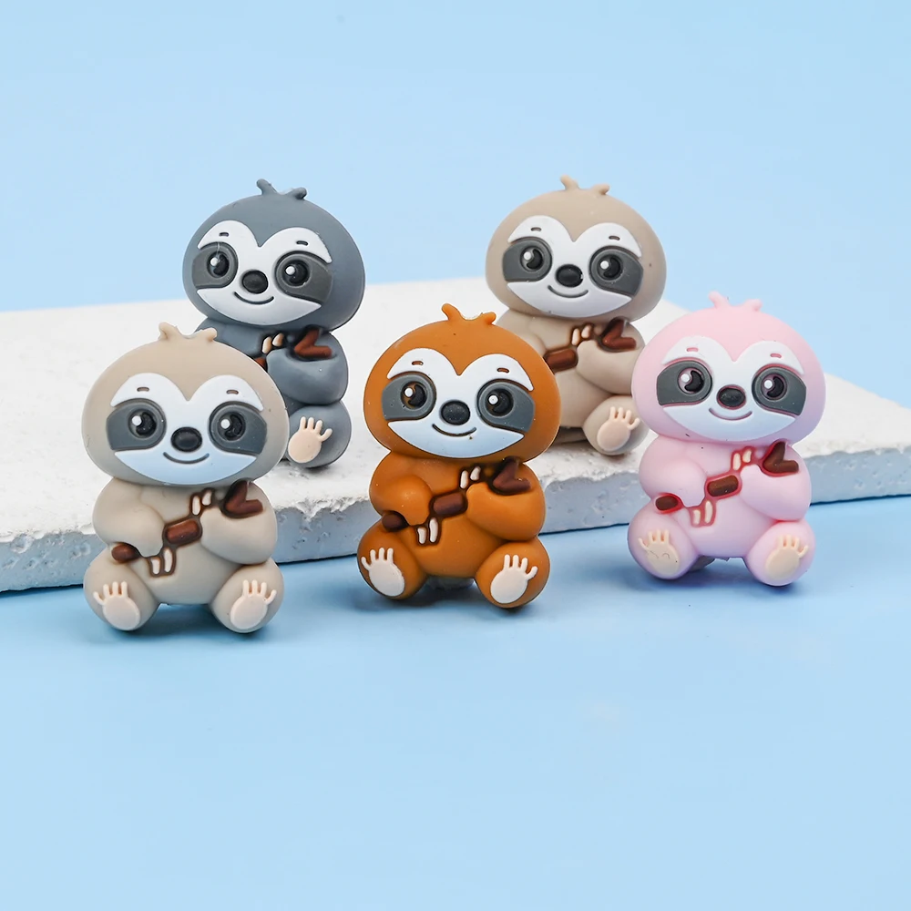 4 قطعة الغذاء الصف الحيوان سيليكون الخرز DIY بها بنفسك الطفل هوة سلسلة سوار لعبة مضغة صنع خرز سيليكون ملون