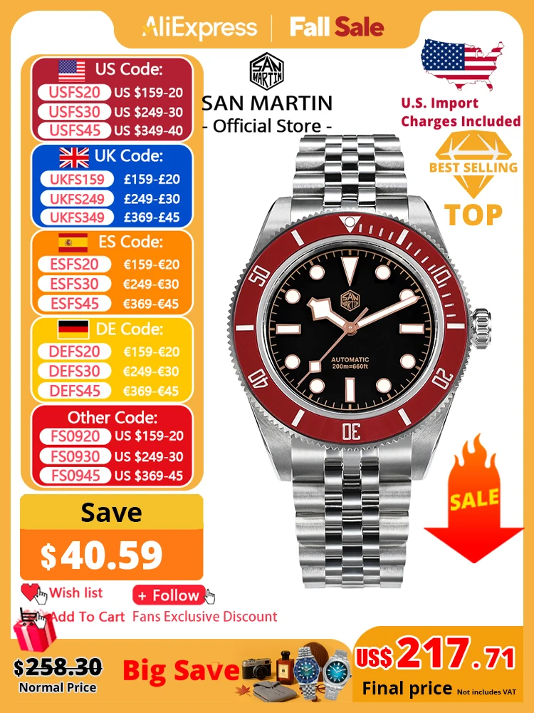 

San Martin New 40mm BB Diver Watch Top Brand Classic Mens Watches NH35 Automatic Mechanical Sapphire Waterproof Reloj SN0128