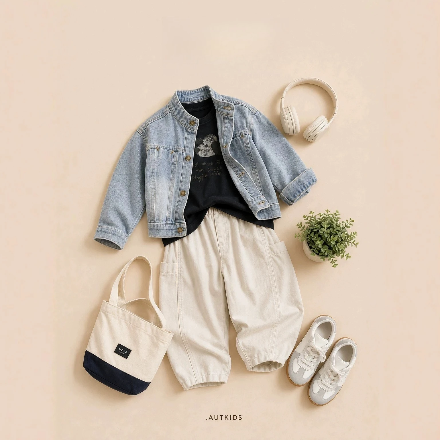 Boys' Stand Up Collar Distressed Denim Jacket Three Piece Set T-shirt Work Pants Casual Loose Suit