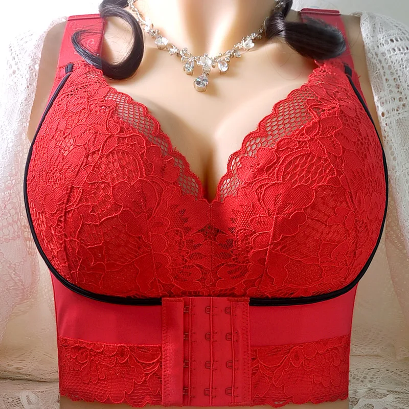 Women Plus Size Push Up Sexy Deep Cup Seamless Underwear Wireless Comfort Bra Hide Back Fat Thin Cup Bra Fashion Vest Underwear