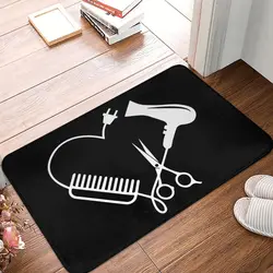 Hairdresser Salon Barber Hairstylist Floor Door Kitchen Bath Mats Anti-Slip Scissors Comb Doormat Entrance Rug Carpet Footpad