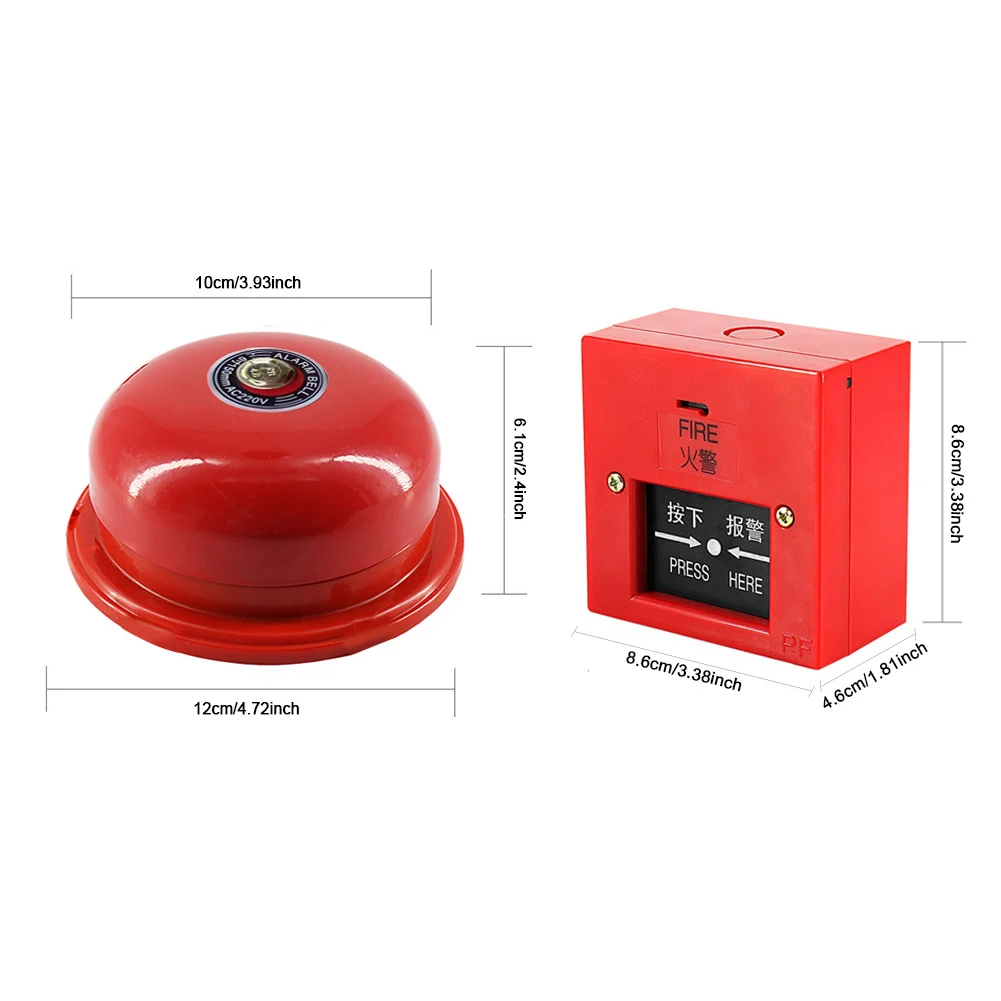 Manual Call Point Fire Alarm Metal Fire Control Sound and Light Fire Alarm Internal Strike Alarm Bell for Home Or Office