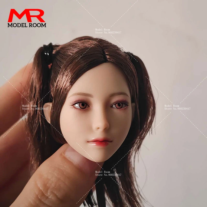 1/6 Scale Anime Girl Movable Eyes Head Sculpt Hair Transplant Carving Model Fit 12'' Soldier Pale Action Figure Body Dolls