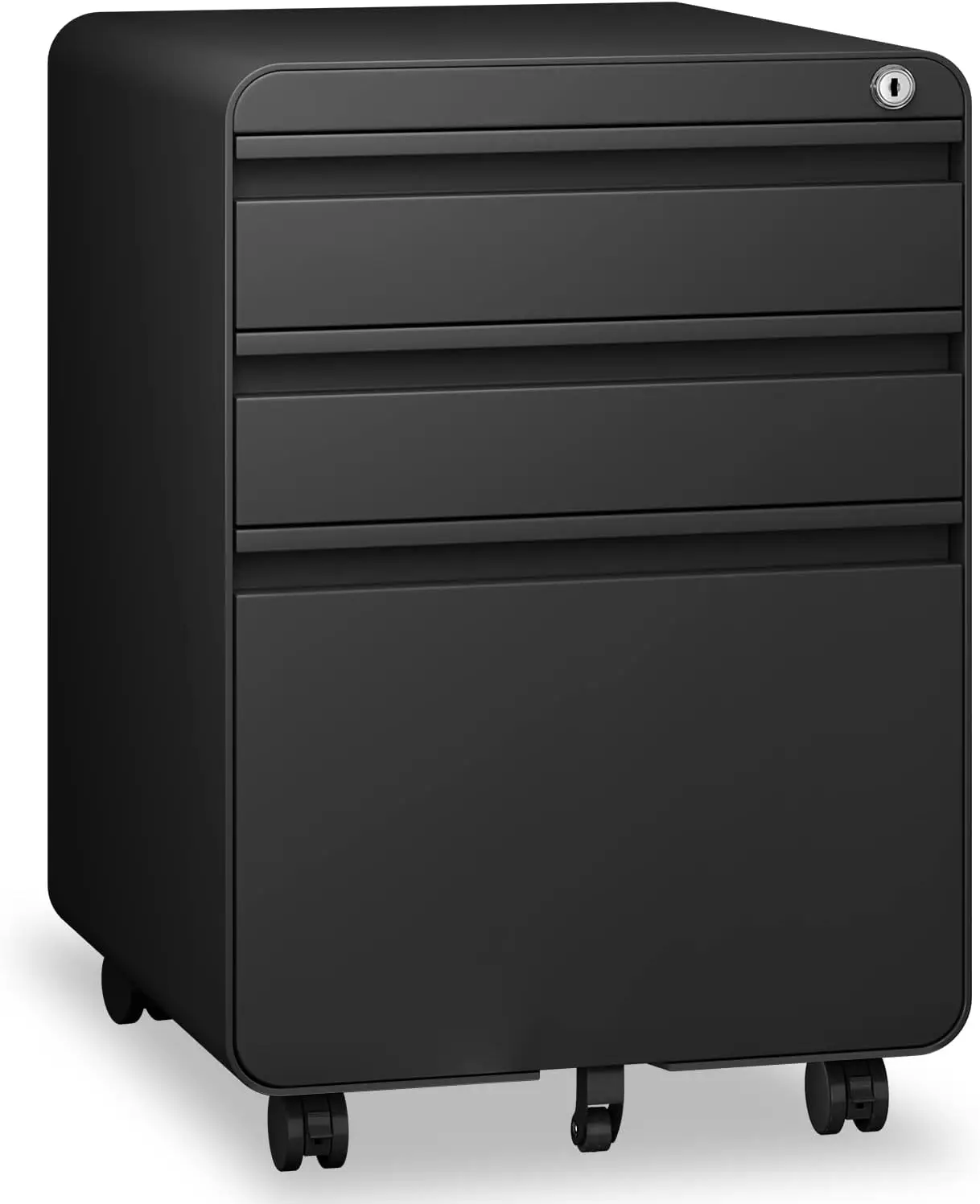 File Cabinet, Metal Filing Cabinets with Lock Wheels for Letter/Legal/A4 File, Anti-tilt Under Desk Design, Lockable Rolling Mob