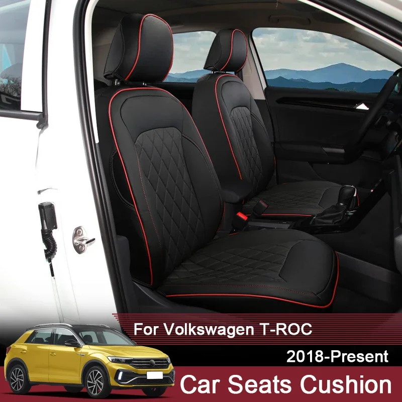 

Автомобильный 3D чехол для подушки сиденья с полным окружающим средством по индивидуальному заказу для Volkswagen T-ROC 2018-настоящий кожаный защитный водонепроницаемый аксессуар