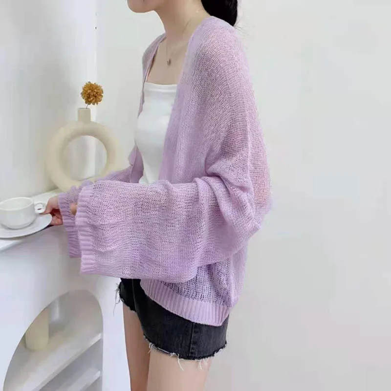 

Women Autumn Loose Knitted Cardigan Outwear Casual Long Sleeve Thin V-neck Open Stitch Knitwear Female Sweater Coat