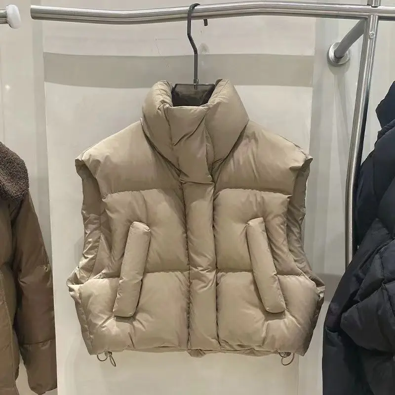 

Ранняя осень, новое корейское свободное короткое пальто на пуху, модный повседневный универсальный жилет на шнурке, офисные женские топы для женщин Moda